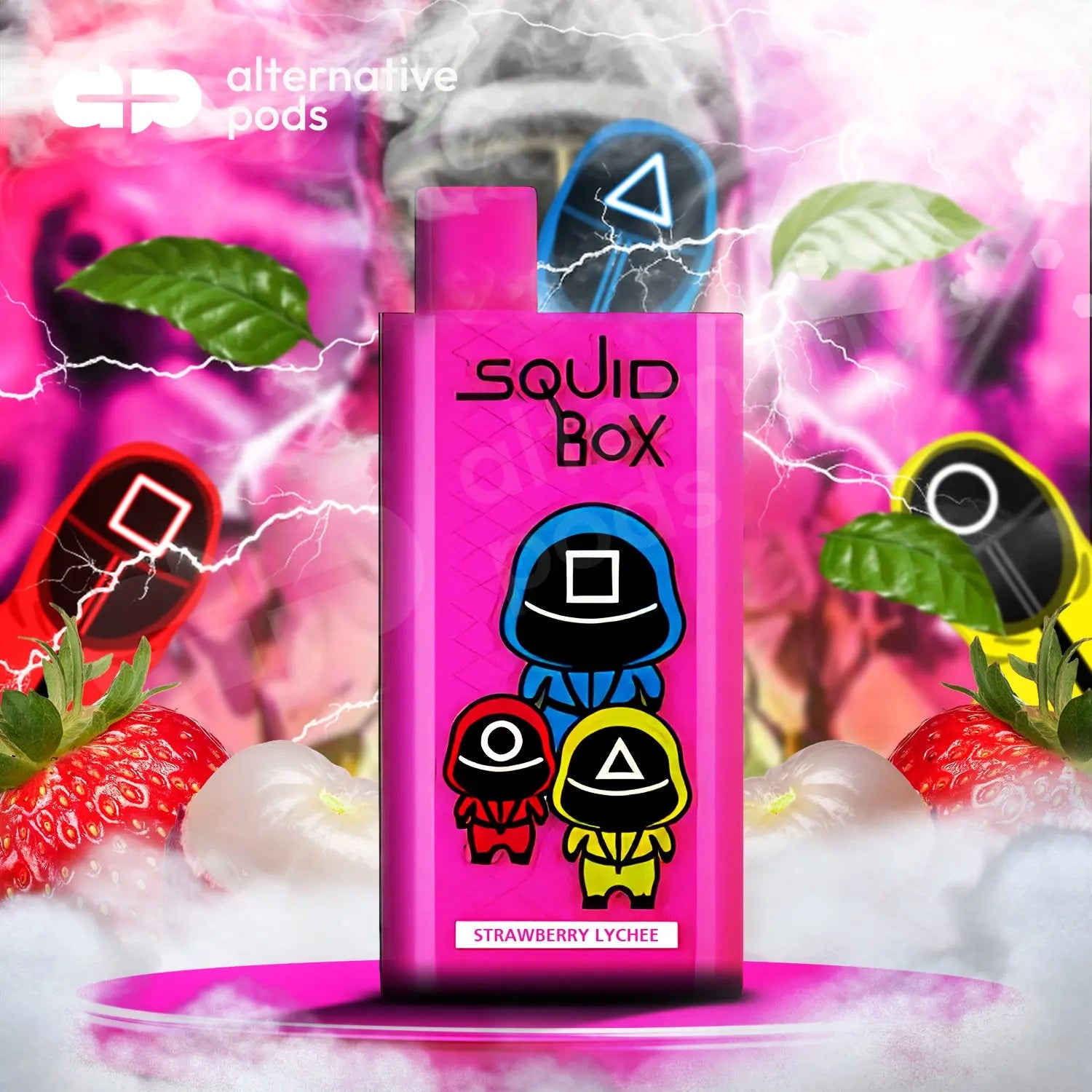 R and M Squid Box Disposable Vape - Strawberry Lychee