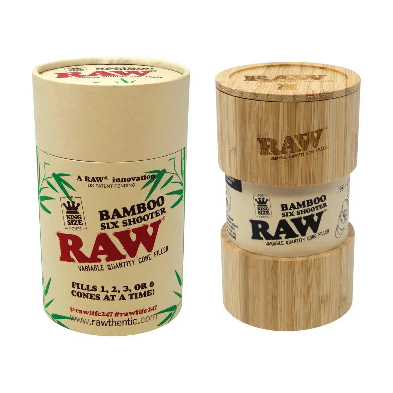 RAW Bamboo Six Shooter Cone Filler - King Size - Alternative pods | Online Vape & Smoke Shop