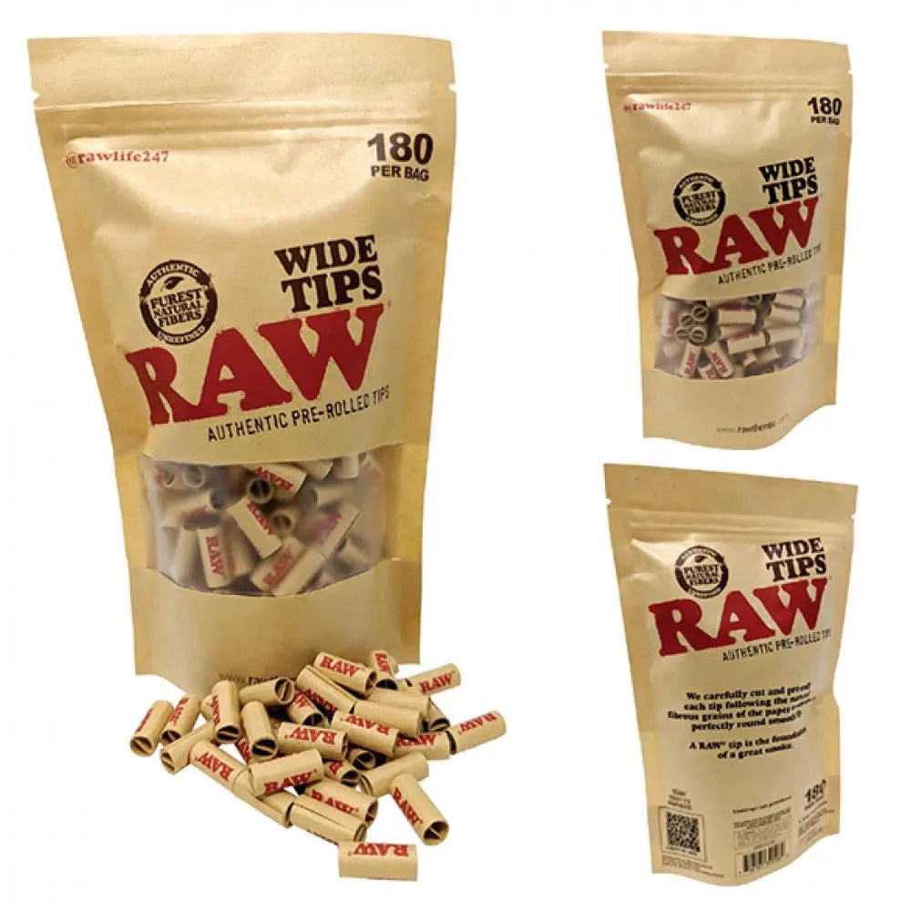 RAW Pre-Rolled Wide Tips - Bag (Display Of 180) - Alternative pods | Online Vape & Smoke Shop