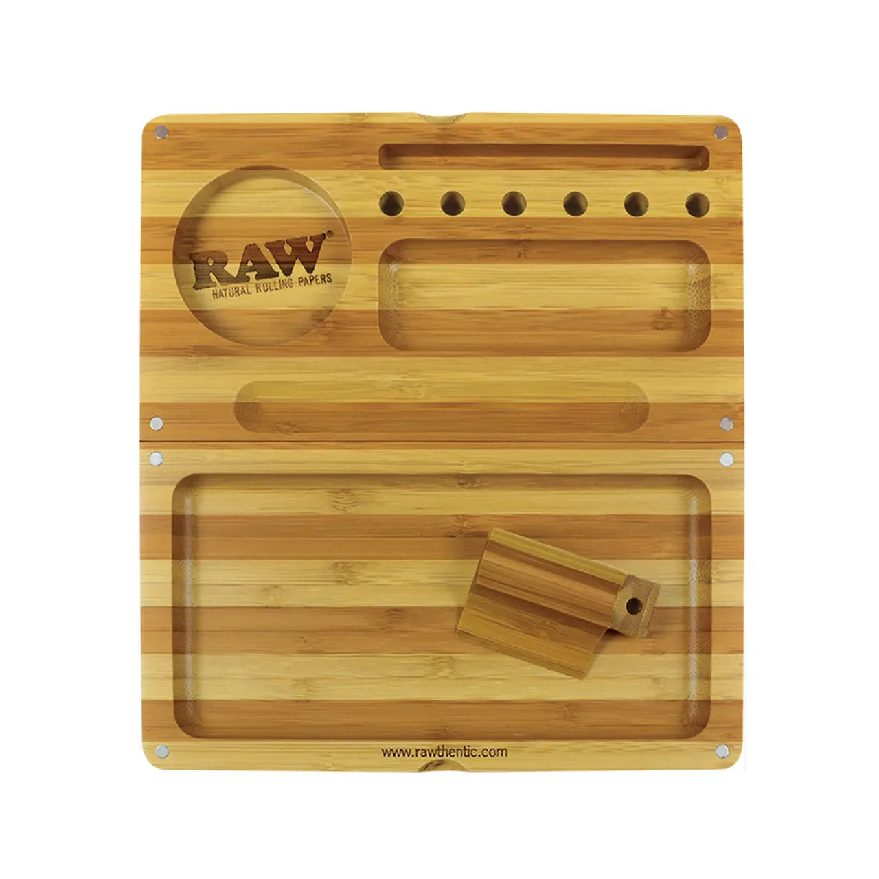 RAW Striped Bamboo Rolling Tray - Magnetic Flip - Alternative pods | Online Vape & Smoke Shop