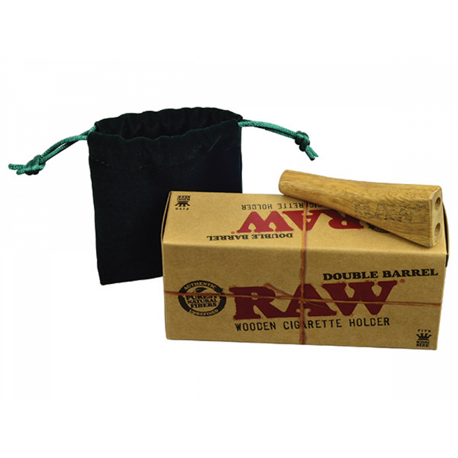 RAW Double Barrel Cig Holder Wooden Sold Individually - King Size