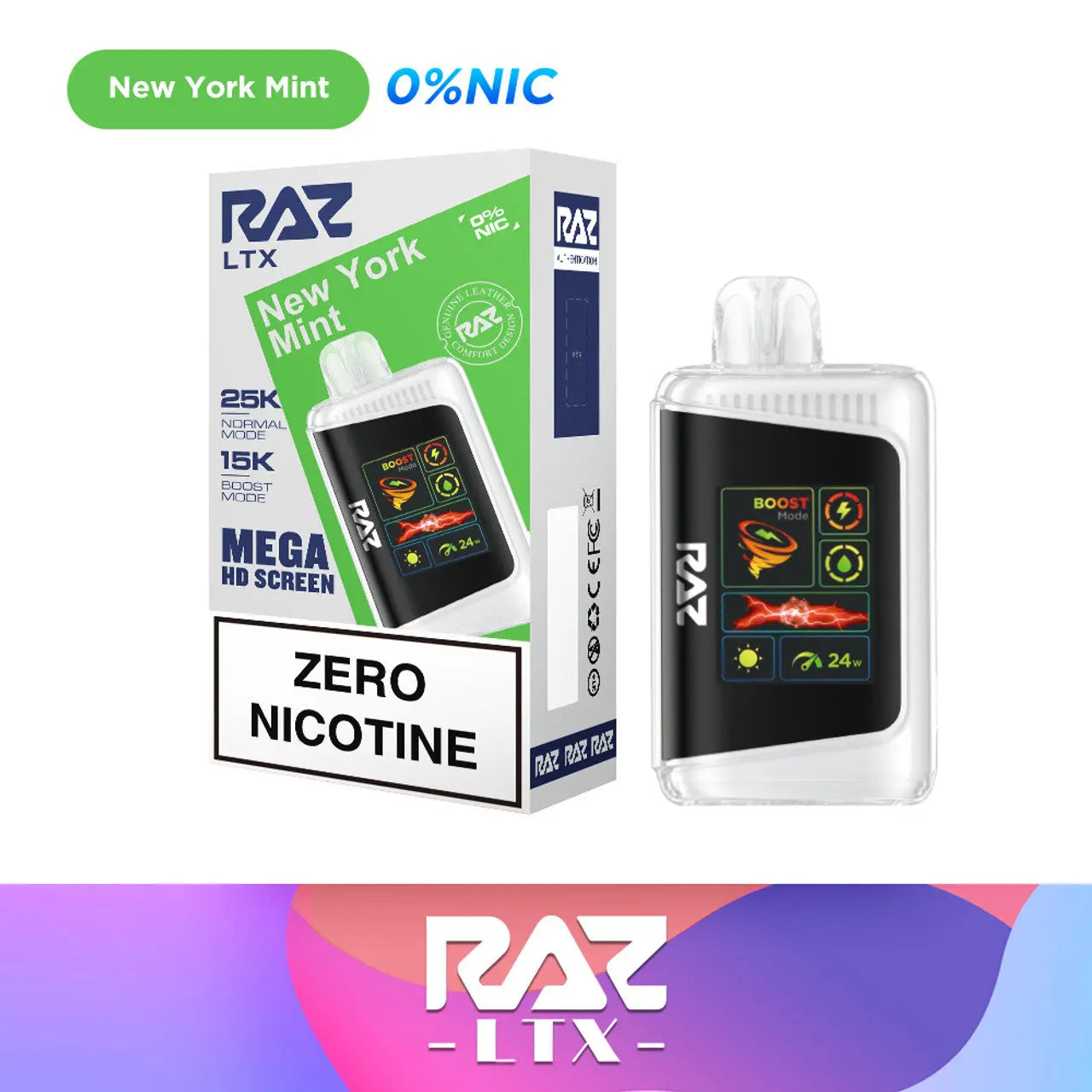 RAZ LTX 25000 Zero Nicotine - New York Mint 