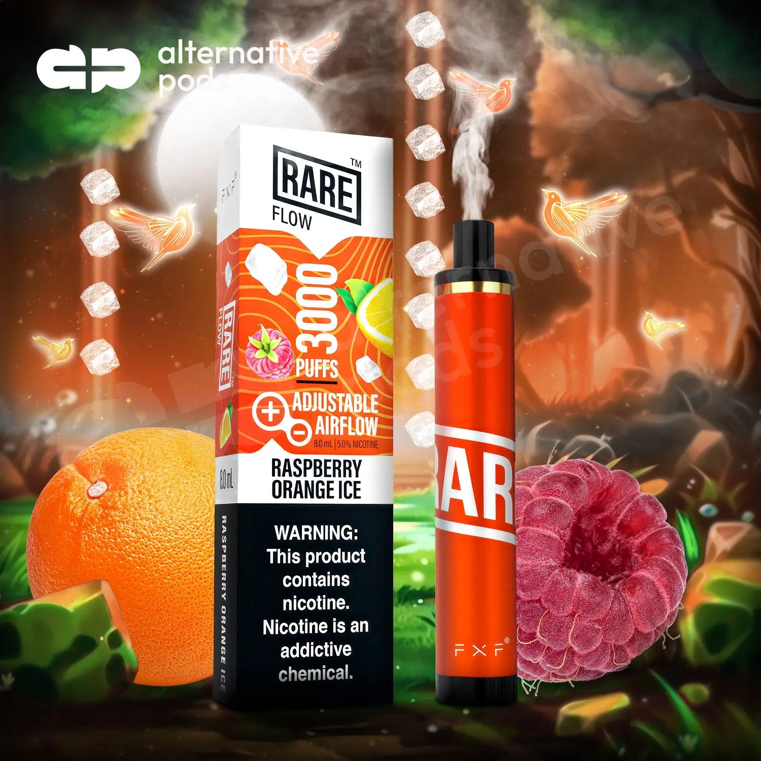 Rare Flow Disposable Vape - Raspberry Orange Ice 