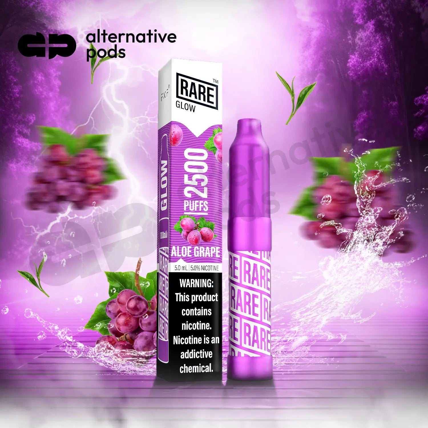 Rare Glow 2500 Puffs Disposable Vape - Aloe Grape 