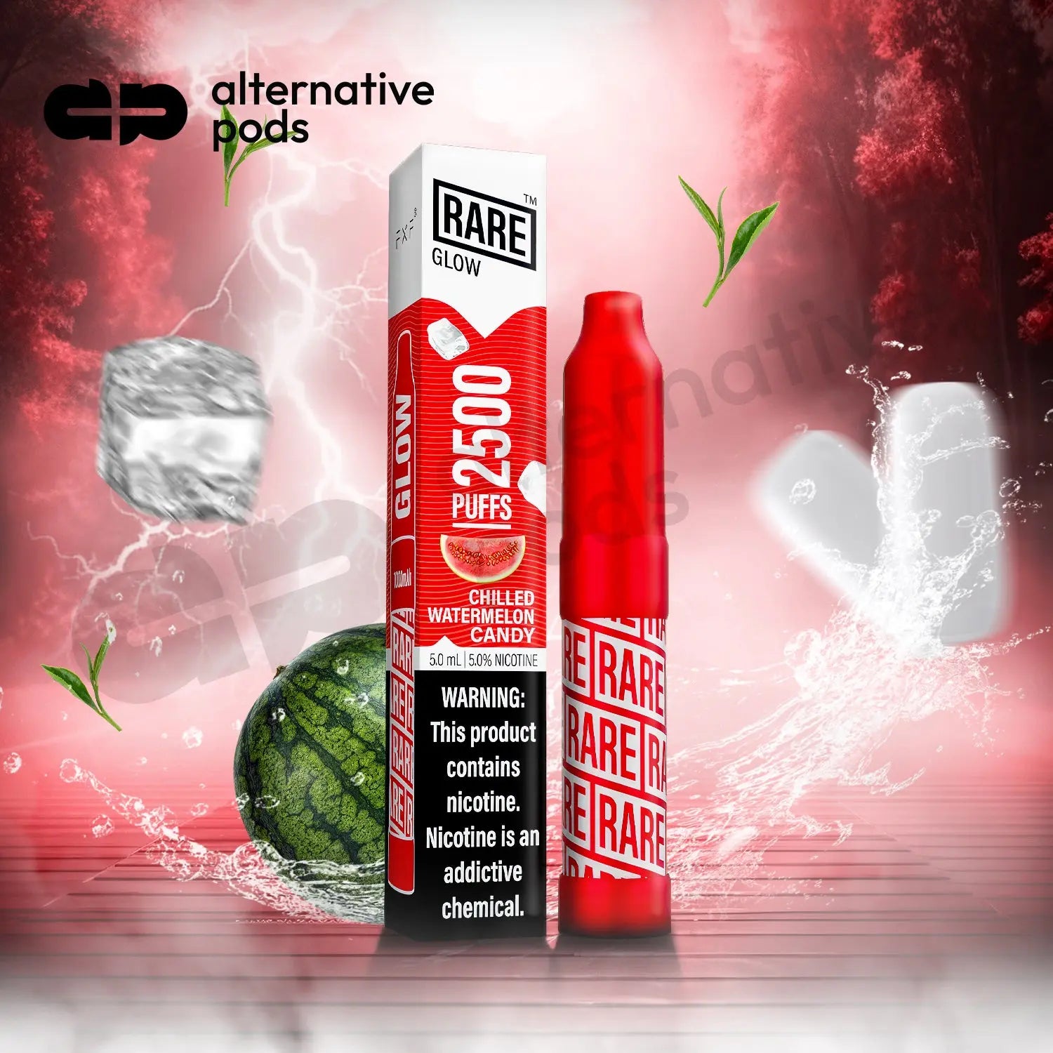 Rare Glow 2500 Puffs Disposable Vape - Chilled Watermelon Candy 