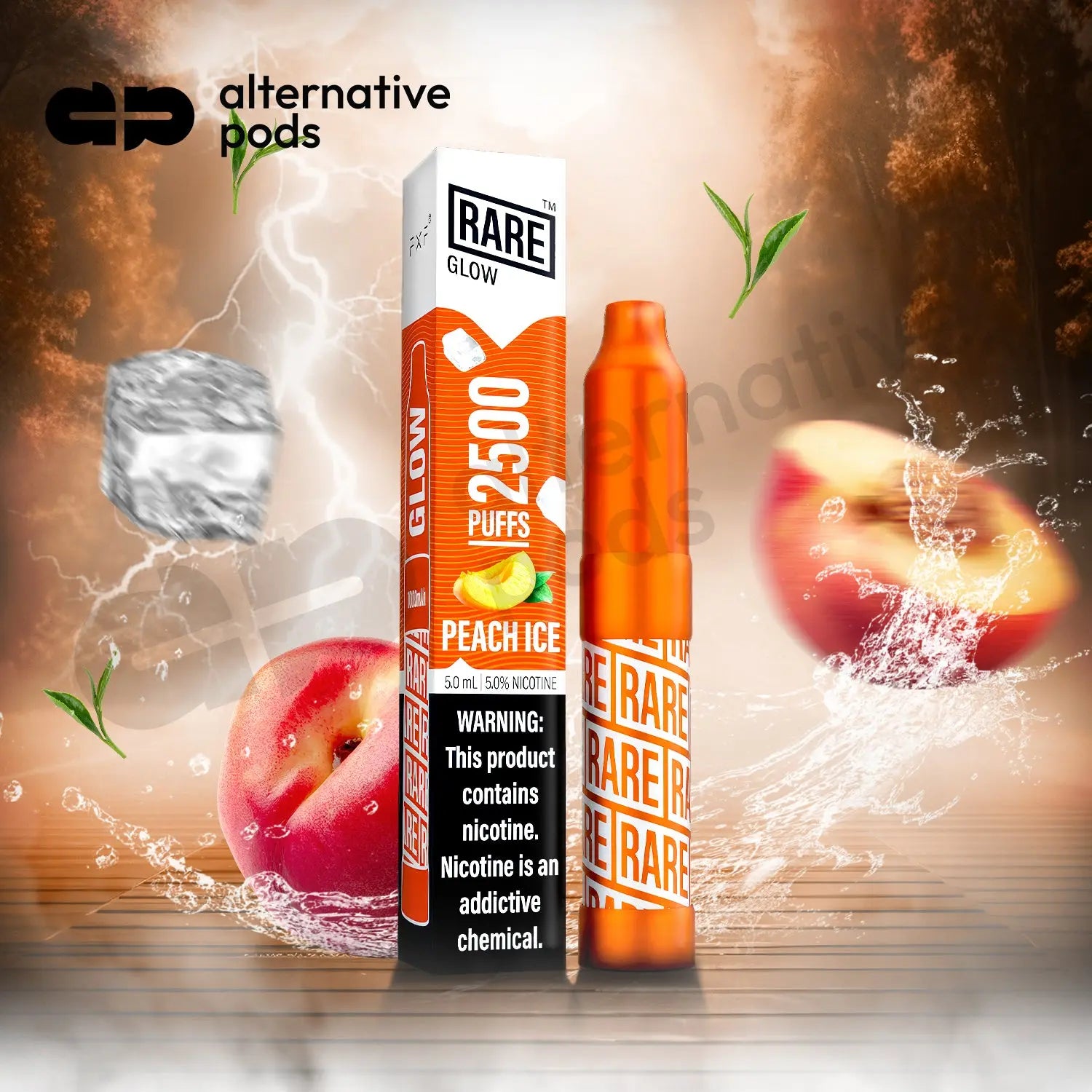 Rare Glow 2500 Puffs Disposable Vape - Peach Ice 