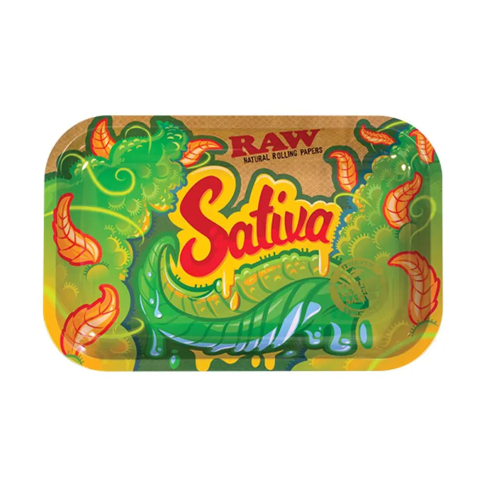 Raw Sativa Rolling Tray Metal - Small - Alternative pods | Online Vape & Smoke Shop