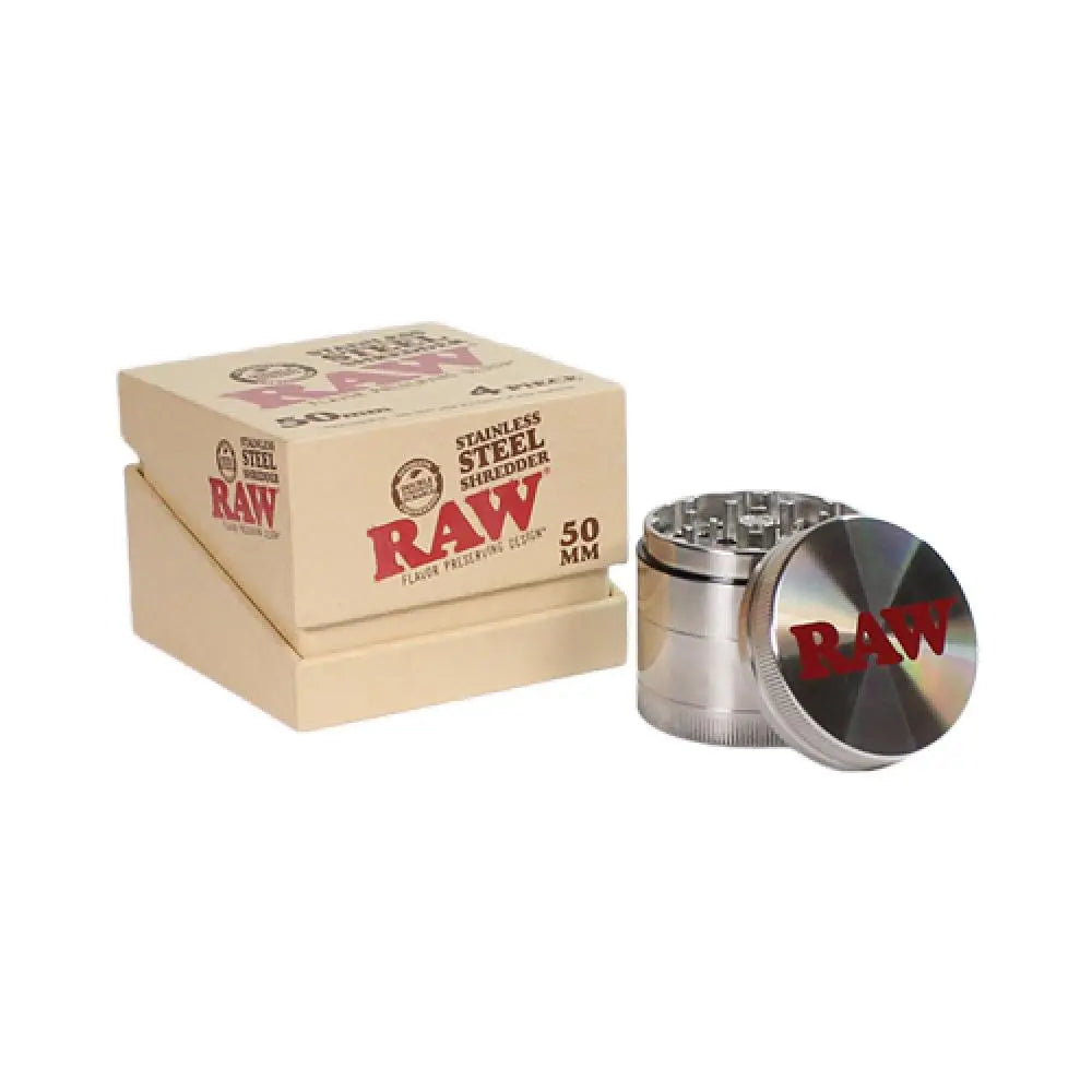 Raw Stainless Steel Shredder 4 Part Grinder - 50mm - Alternative pods | Online Vape & Smoke Shop