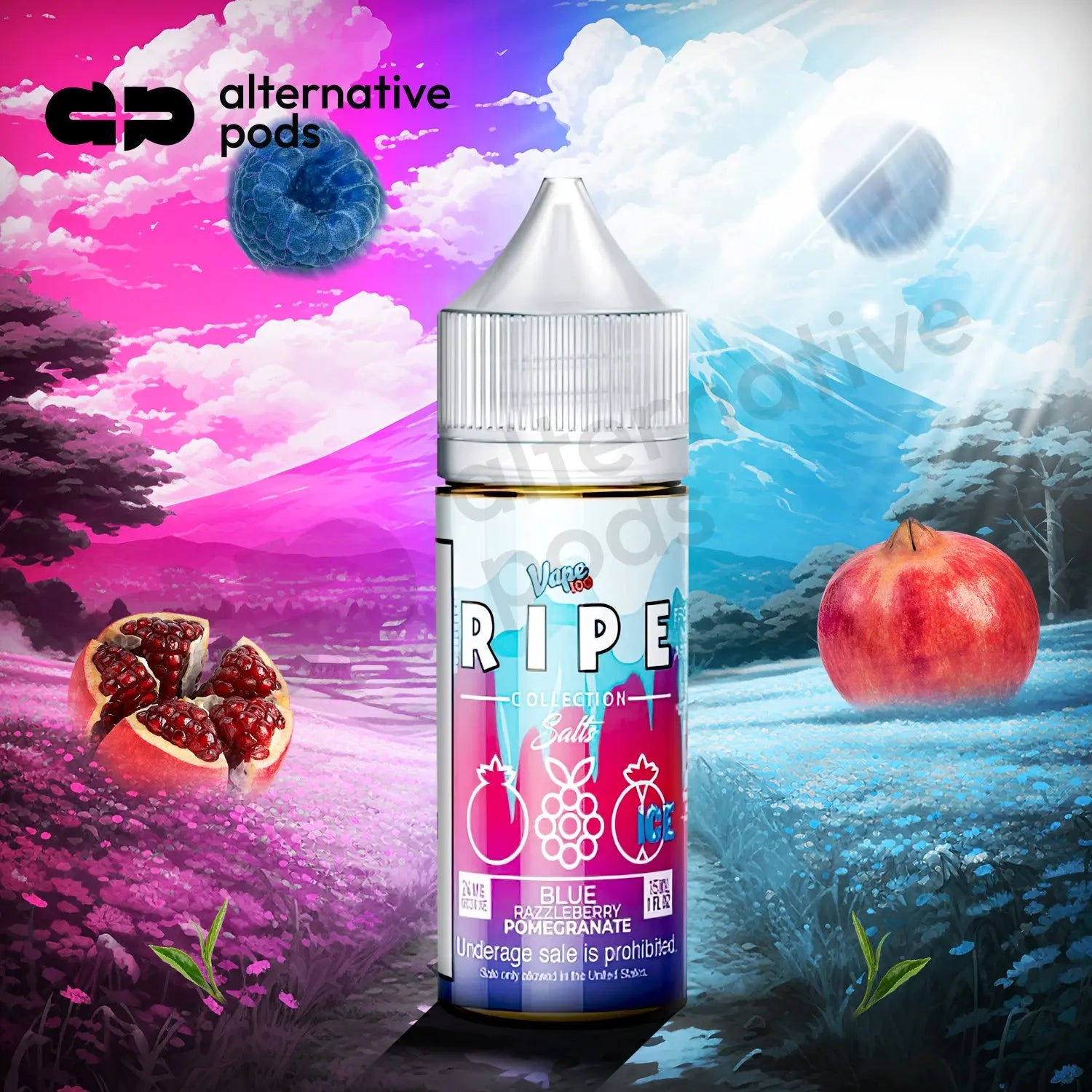 Ripe Collection Salts On ICE Nicotine Salt By Vape 100 E-Liquid 30ML - Alternative pods | Online Vape & Smoke Shop