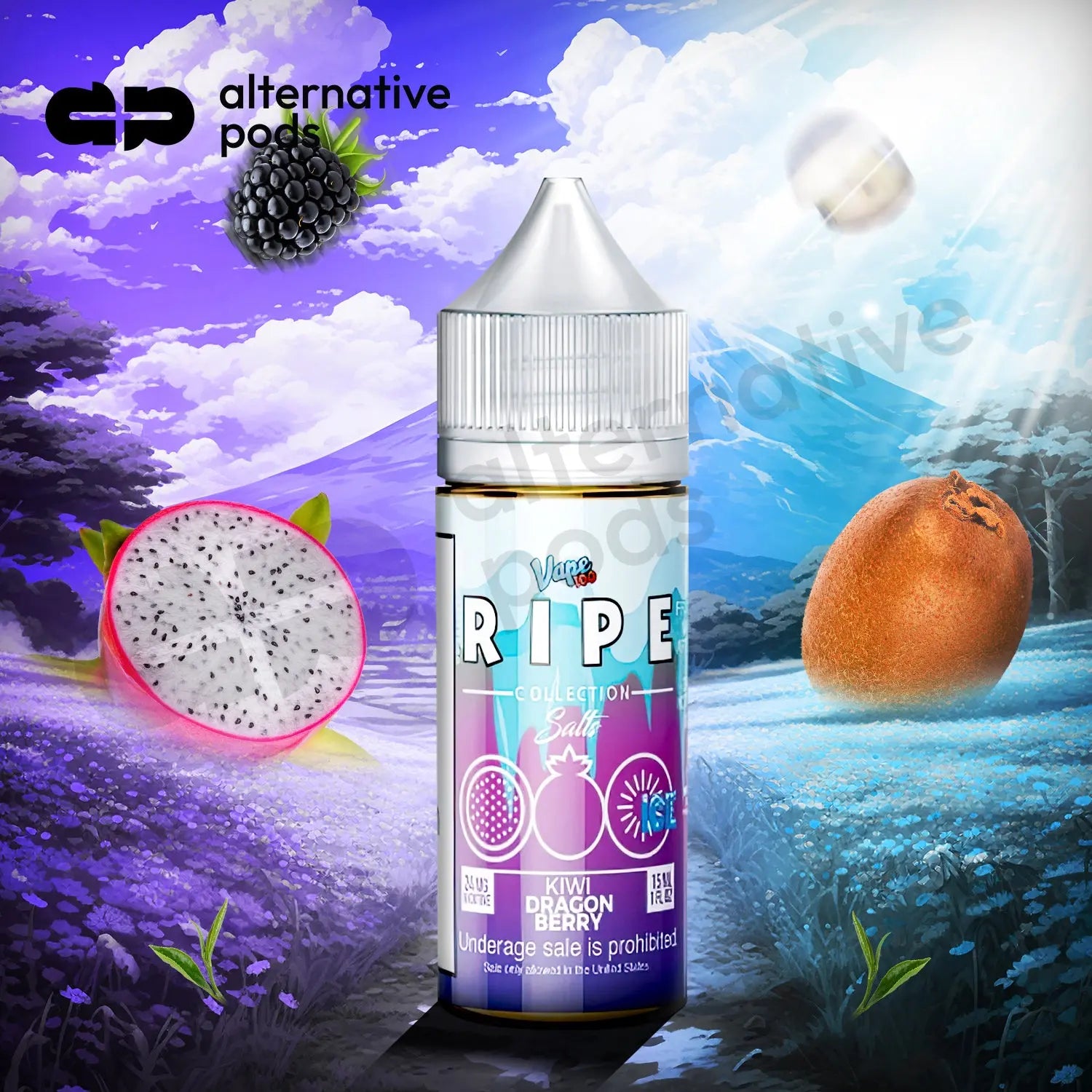 Ripe Collection Salts On ICE Nicotine Salt By Vape 100 E-Liquid 30ML - Alternative pods | Online Vape & Smoke Shop