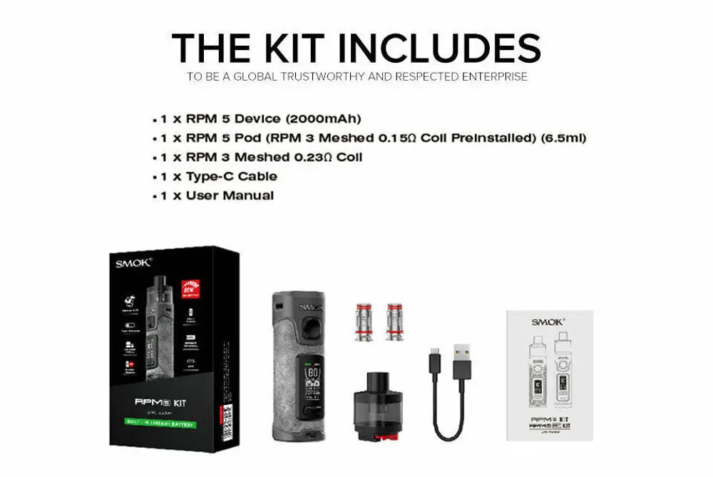 SMOK RPM 5 80W 2000mAh Pod System Starter Kit With 6.5ML Refillable Pod - Alternative pods | Online Vape & Smoke Shop