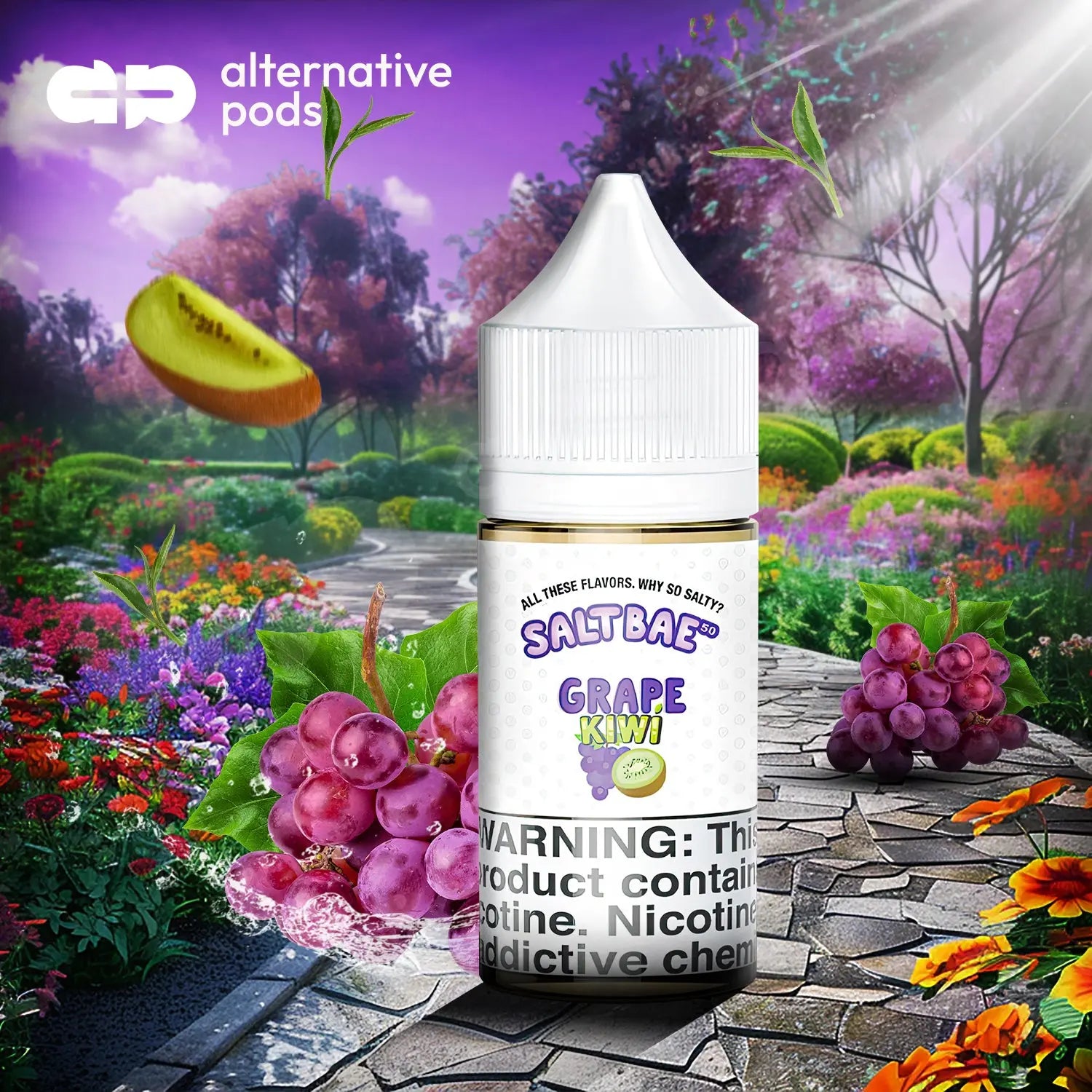 SaltBae50 Synthetic Nicotine Salt E-Liquid 30ML - Grape Kiwi 