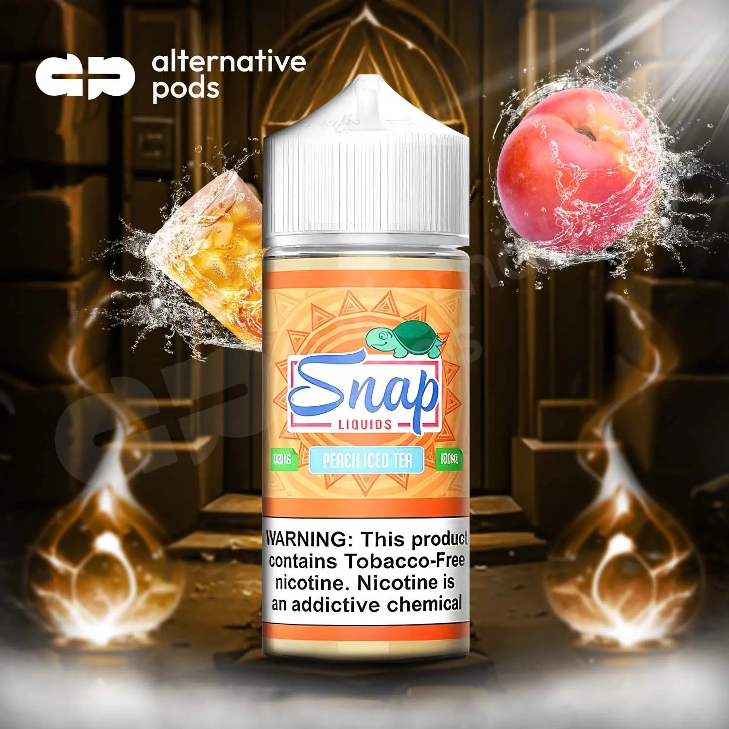 Snap Synthetic Nicotine E-Liquid 100ML - Peach Iced Tea 