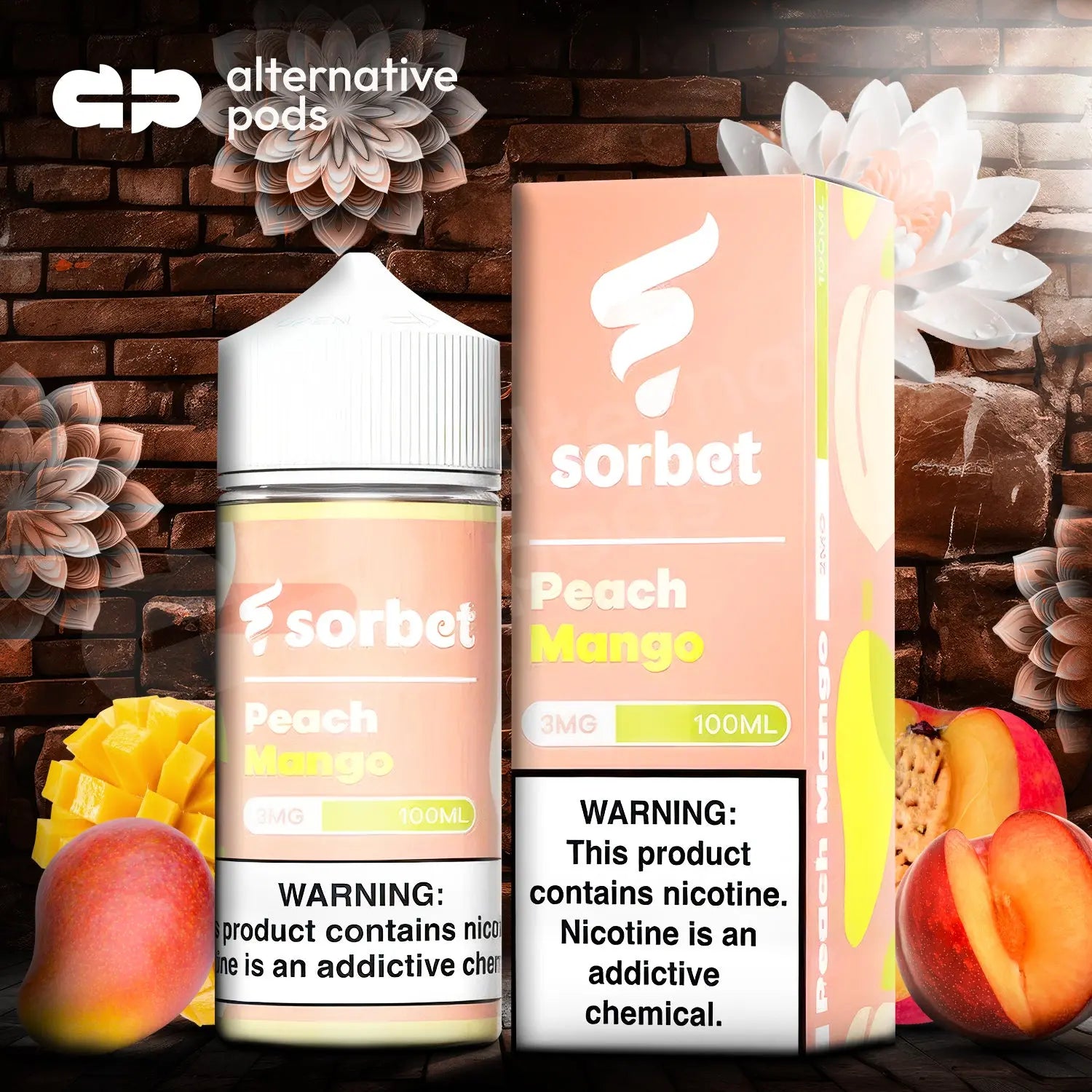 Sorbet Synthetic Nicotine E-Liquid 100ML - Peach Mango 