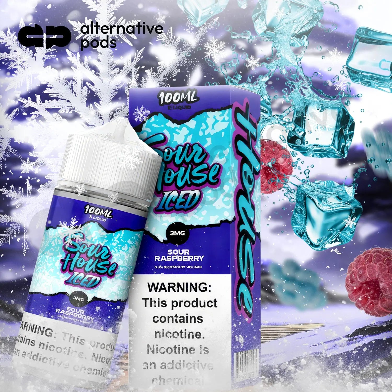 Sour House Iced Nicotine E-Liquid 100ML - Sour Raspberry 