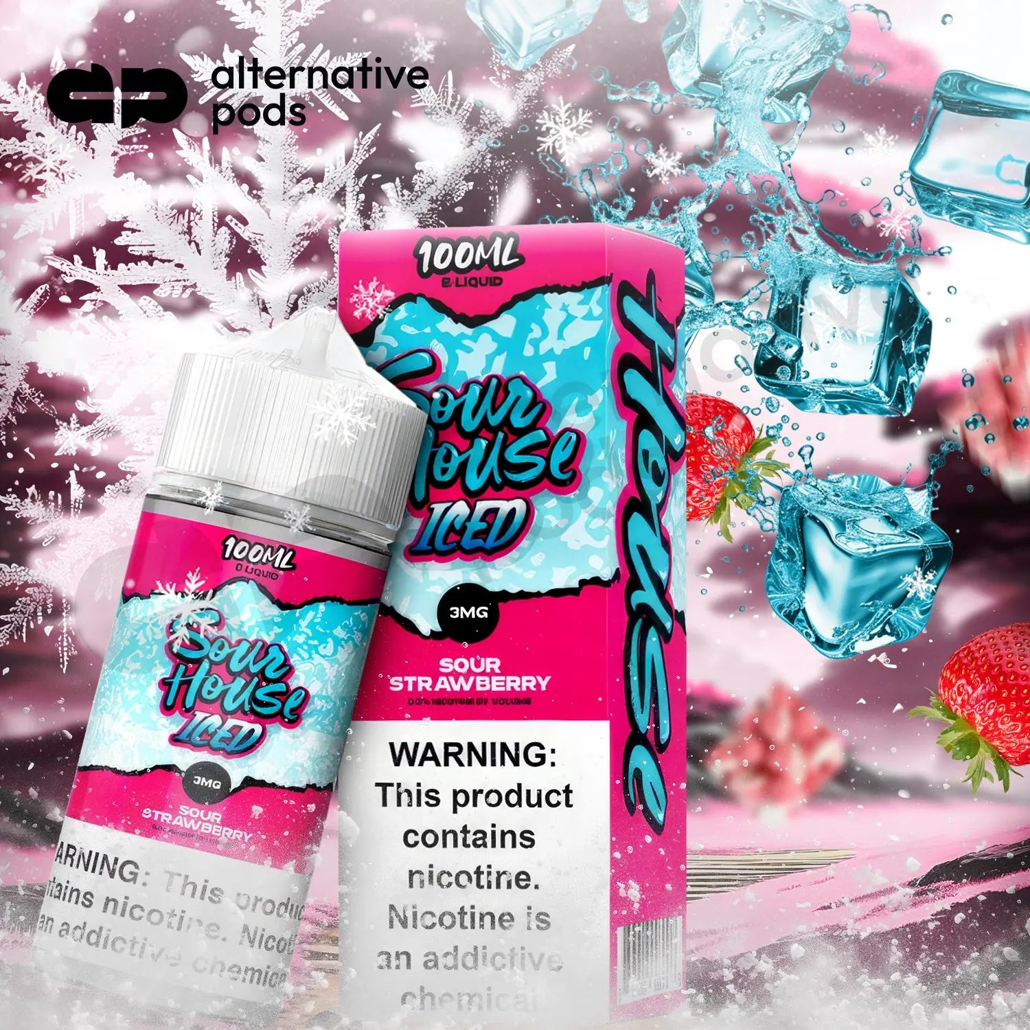 Sour House Iced Nicotine E-Liquid 100ML - Sour Strawberry 