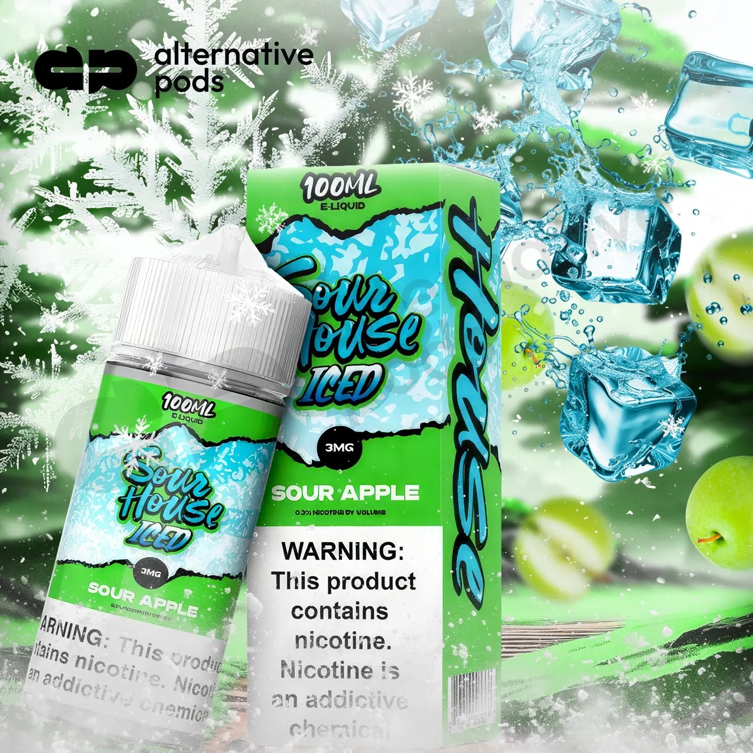 Sour House Iced Nicotine E-Liquid 100ML - Sour Apple 