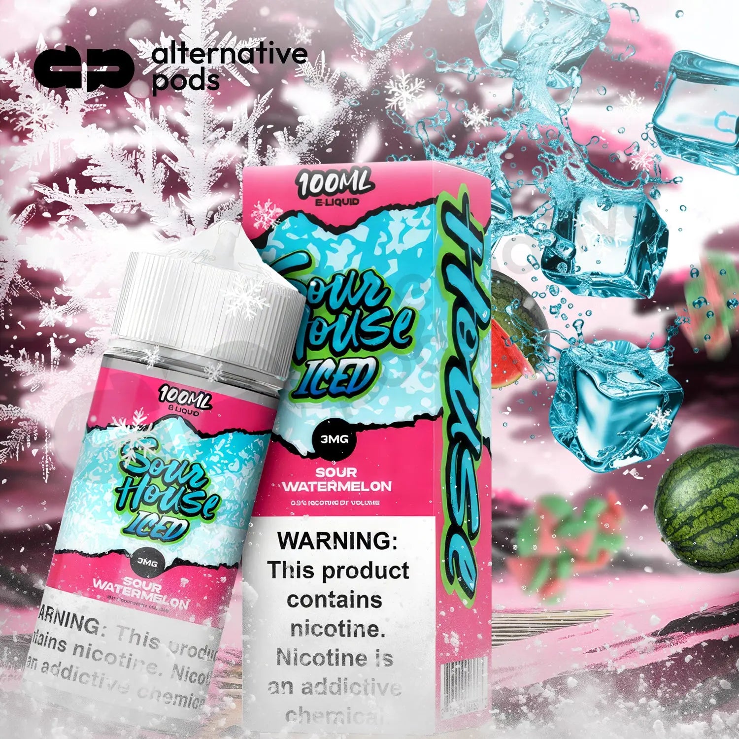 Sour House Iced Nicotine E-Liquid 100ML - Sour Watermelon 