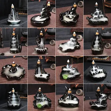 THS Black Backflow Ceramic Incense Burner Assorted Styles This Head Shop