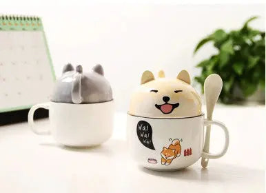 THS Funny Pets Ceramic  Cup with Lid and Spoon - Alternative pods | Online Vape & Smoke Shop