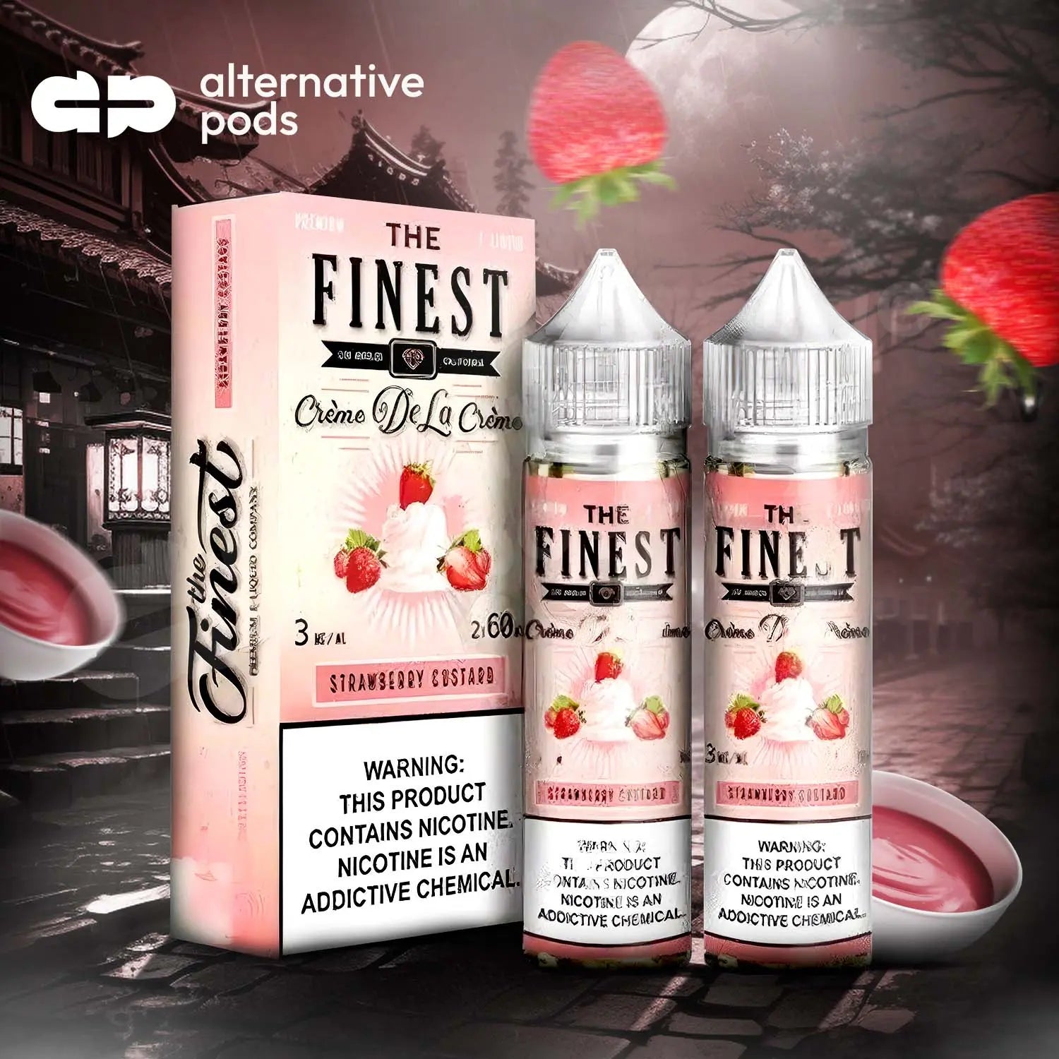 The Finest Creme De La Creme Synthetic Nicotine E-Liquid 120ML (2 x 60ML) - Strawberry Custard 