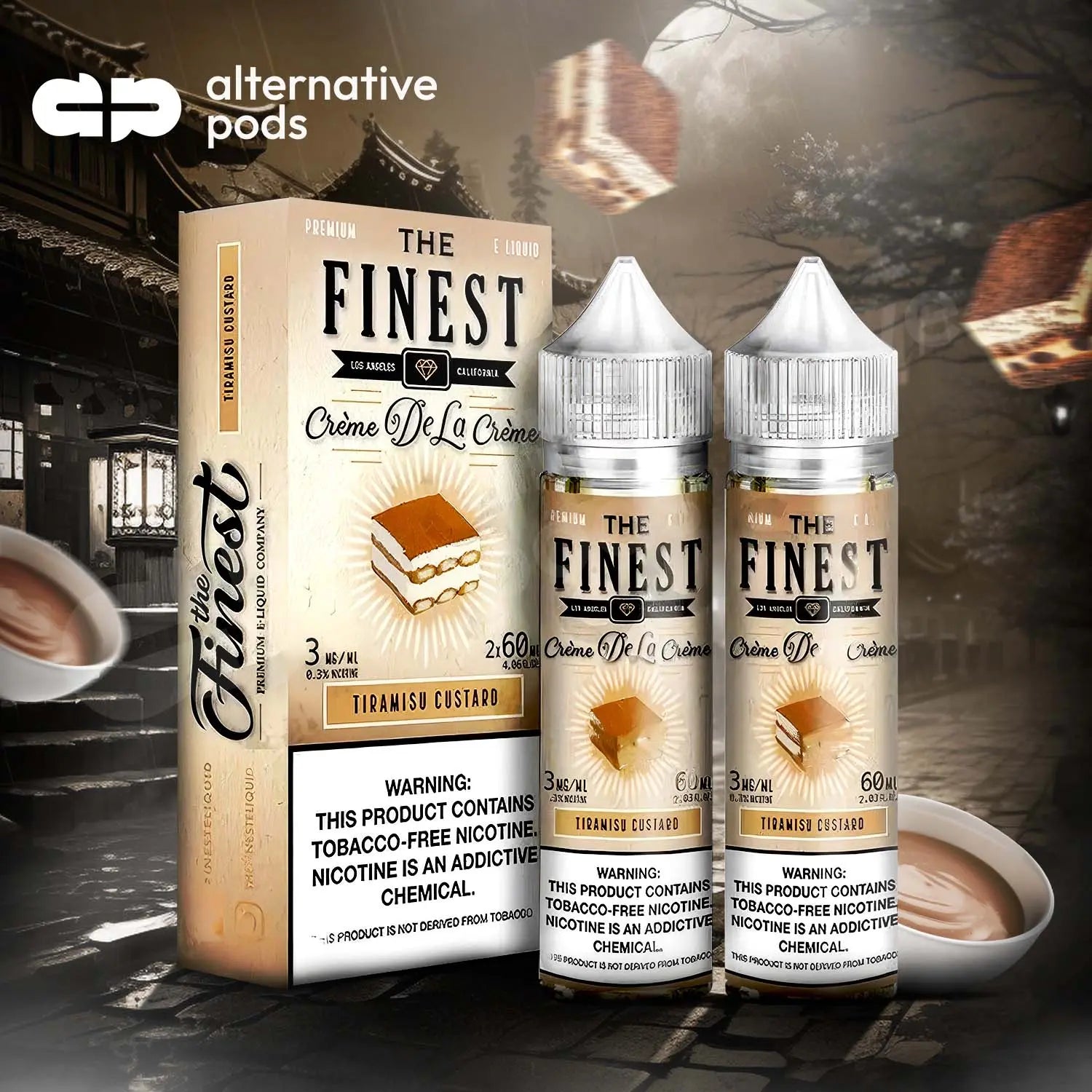 The Finest Creme De La Creme Synthetic Nicotine E-Liquid 120ML (2 x 60ML) - Tiramisu Custard 