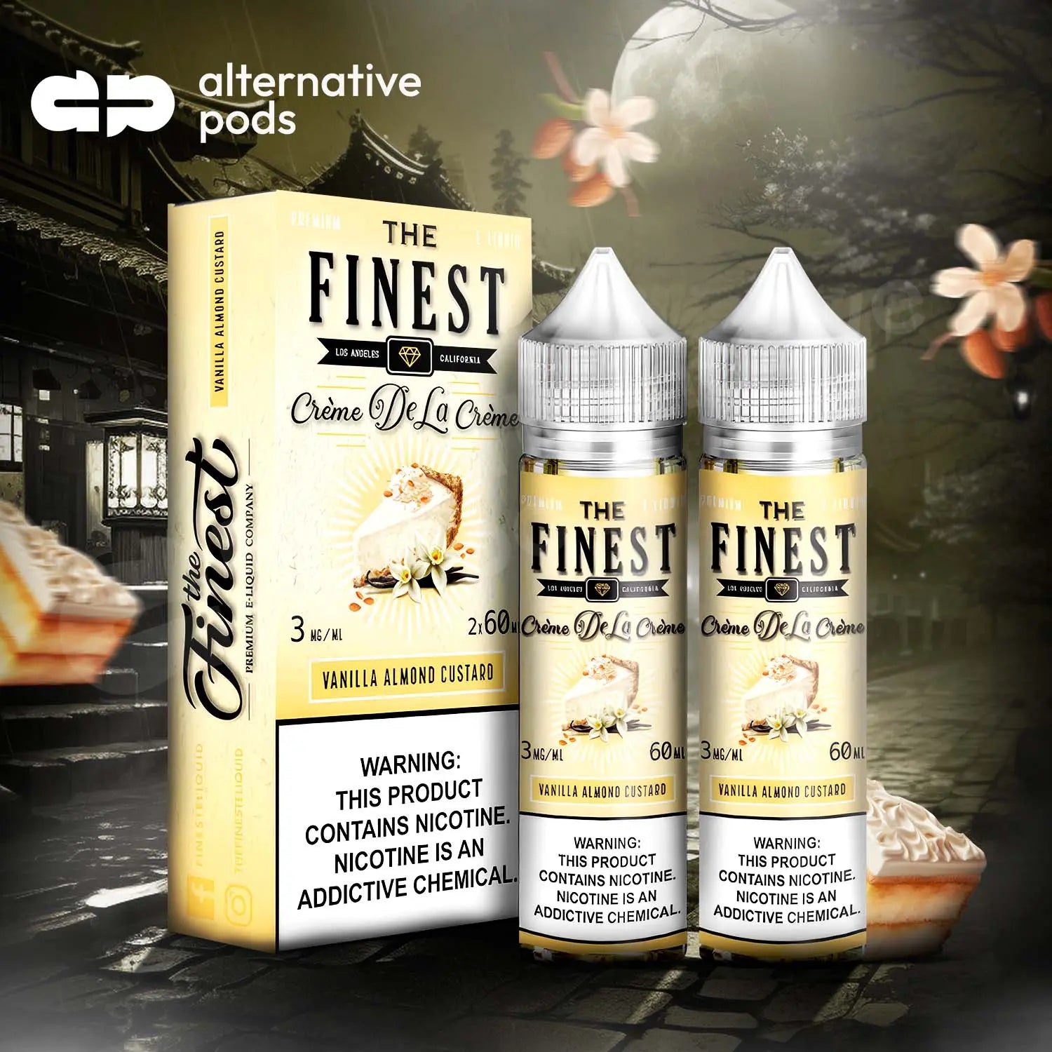 The Finest Creme De La Creme Synthetic Nicotine E-Liquid 120ML (2 x 60ML) - Vanilla Almond Custard 