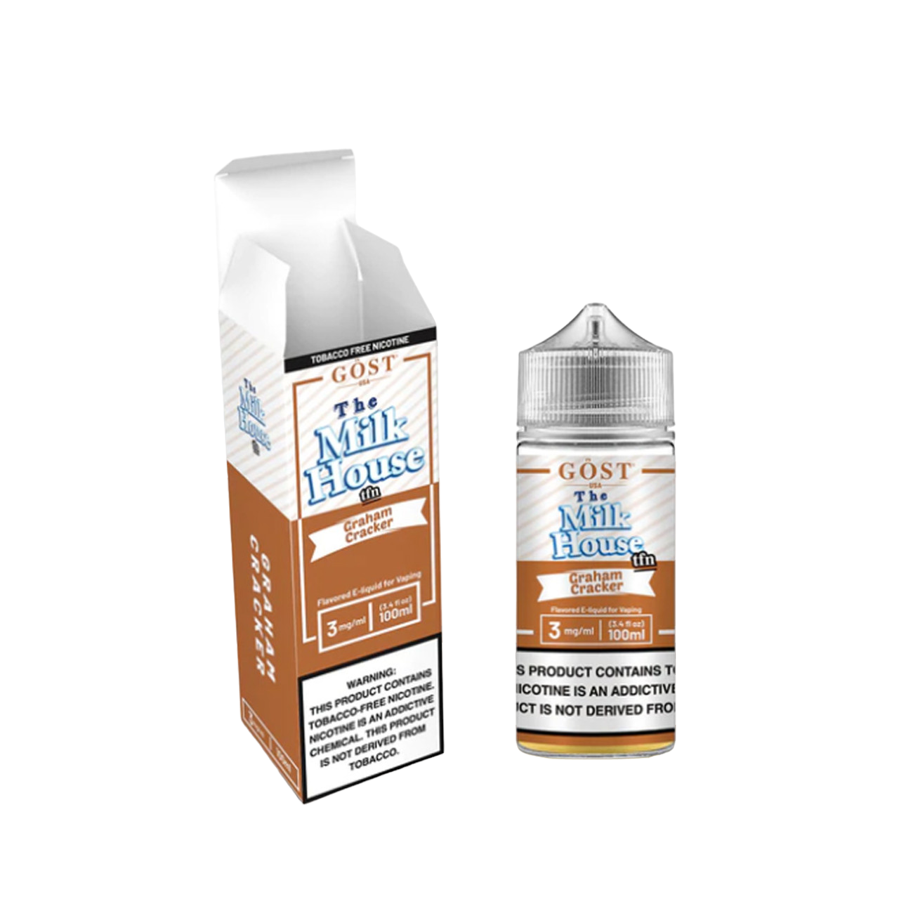 The Milk House Synthetic Nicotine E-Liquid By Gost Vapor 100ML Graham Cracker 