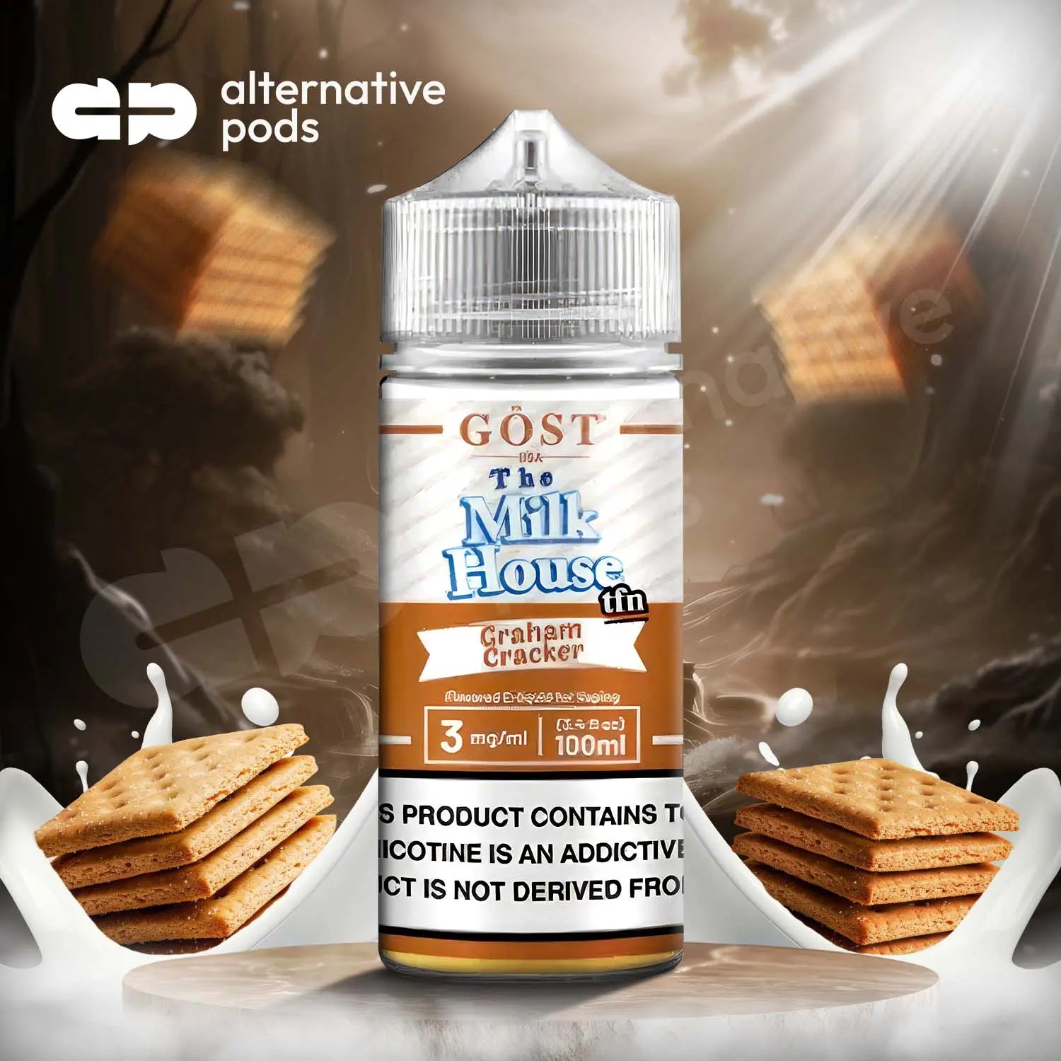 The Milk House Synthetic Nicotine E-Liquid By Gost Vapor 100ML - Graham Cracker 