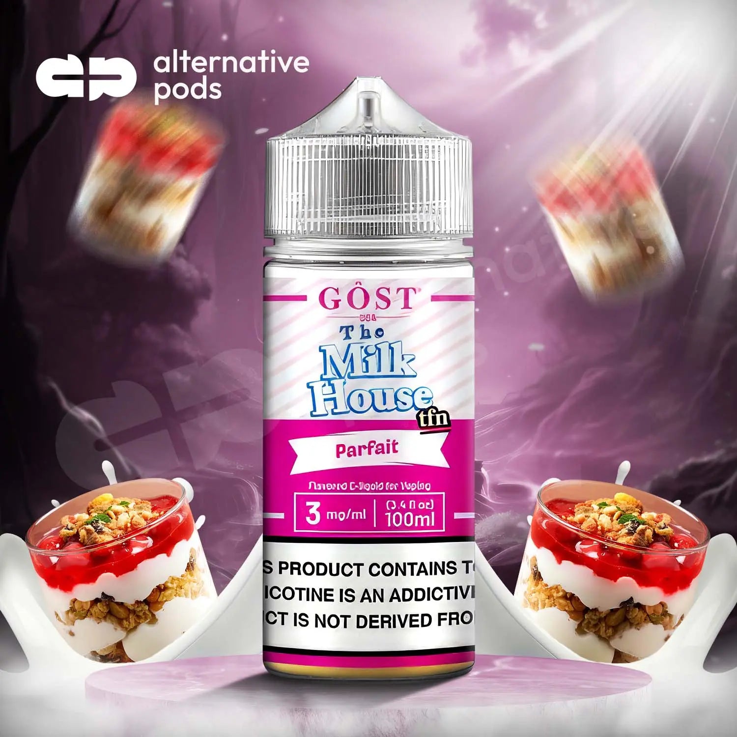 The Milk House Synthetic Nicotine E-Liquid By Gost Vapor 100ML - Parfait 