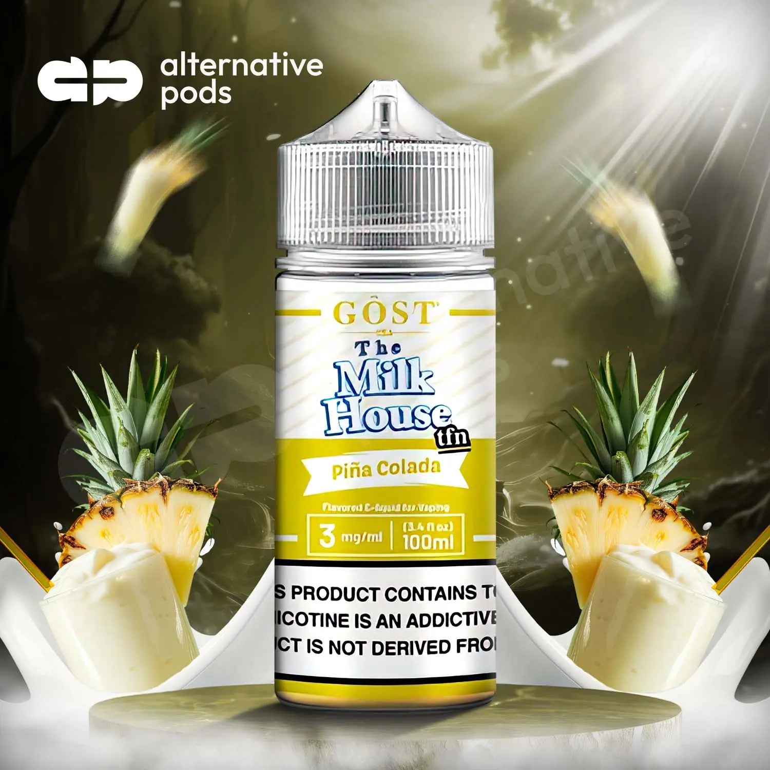 The Milk House Synthetic Nicotine E-Liquid By Gost Vapor 100ML - Pina Colada 