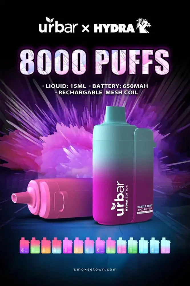 URBAR x HYDRA 8000 DISPOSABLE VAPE-$14.99 URBAR x HYDRA 8000 DISPOSABLE VAPE-$14.99