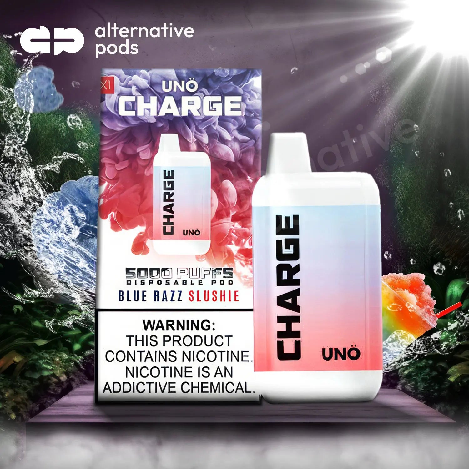 Uno Charge 5000 Puffs Disposable Vape - Blue Razz Slushie 