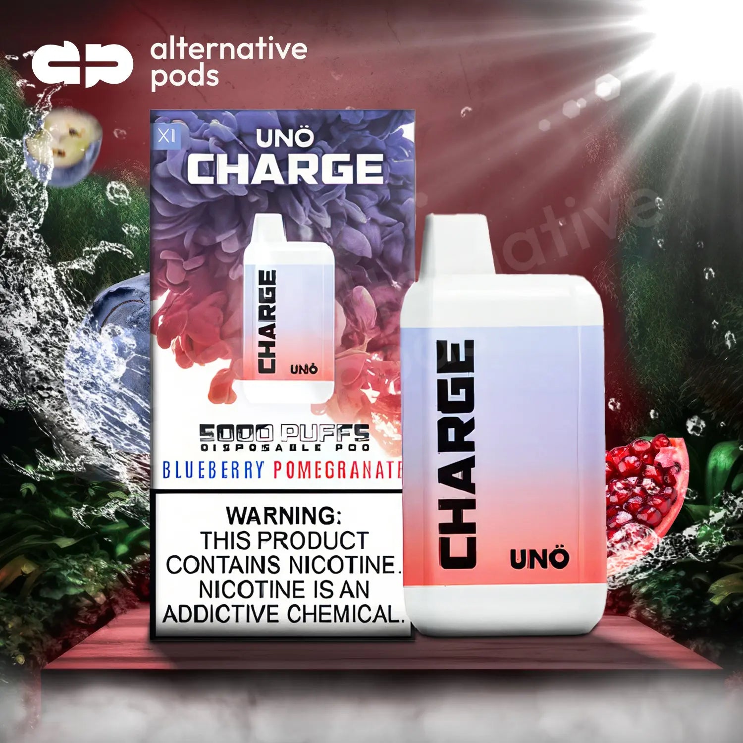 Uno Charge 5000 Puffs Disposable Vape - Blueberry Pomegranate 