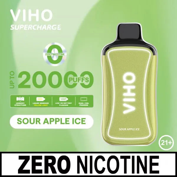 VIHO Supercharge 20K Zero Nicotine - Sour Apple Ice 