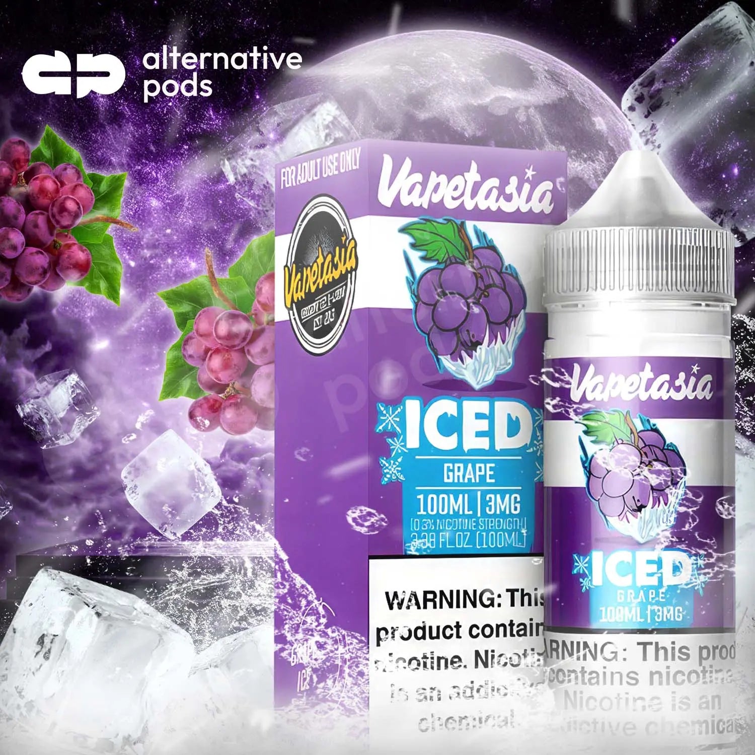 Vapetasia ICED Synthetic Nicotine E-Liquid 100ML  - Iced Grape 