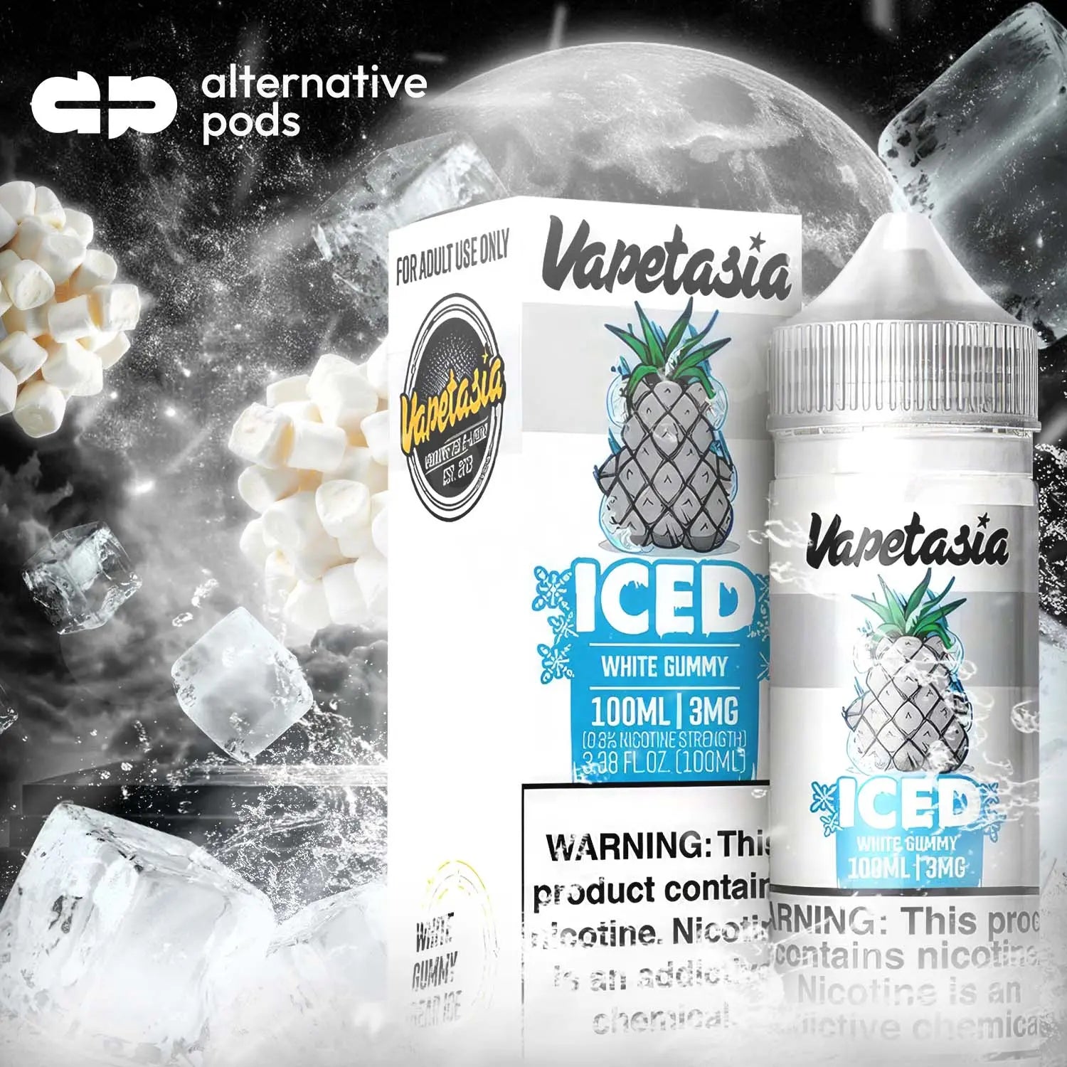 Vapetasia ICED Synthetic Nicotine E-Liquid 100ML - Iced White Gummy 