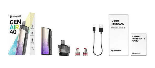 Vaporesso Gen Air 40 1800mAh Pod System Starter Kit With Refillable 4.5ML Cartridge Pod - Alternative pods | Online Vape & Smoke Shop