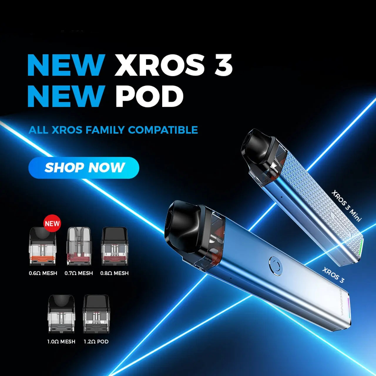 Vaporesso XROS 3 Mini 1000mAh Pod System Starter Kit With Refillable 2ML Pod - Alternative pods | Online Vape & Smoke Shop