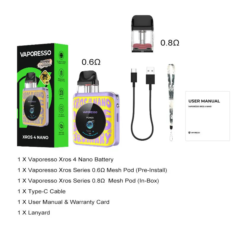Vaporesso XROS 4 Nano 1350mAh Pod System Starter Kit Vaporesso XROS 4 Nano 1350mAh Pod System Starter Kit