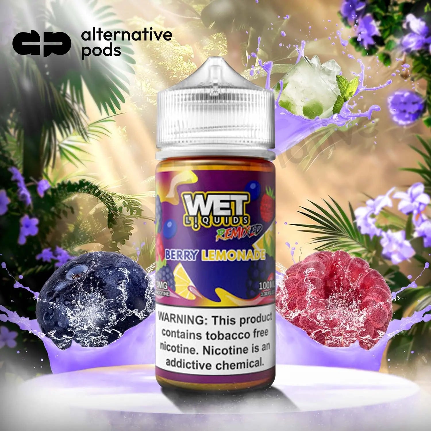 Wet Liquids Remixed Synthetic Nicotine E-Liquid 100ML - Berry Lemonade 