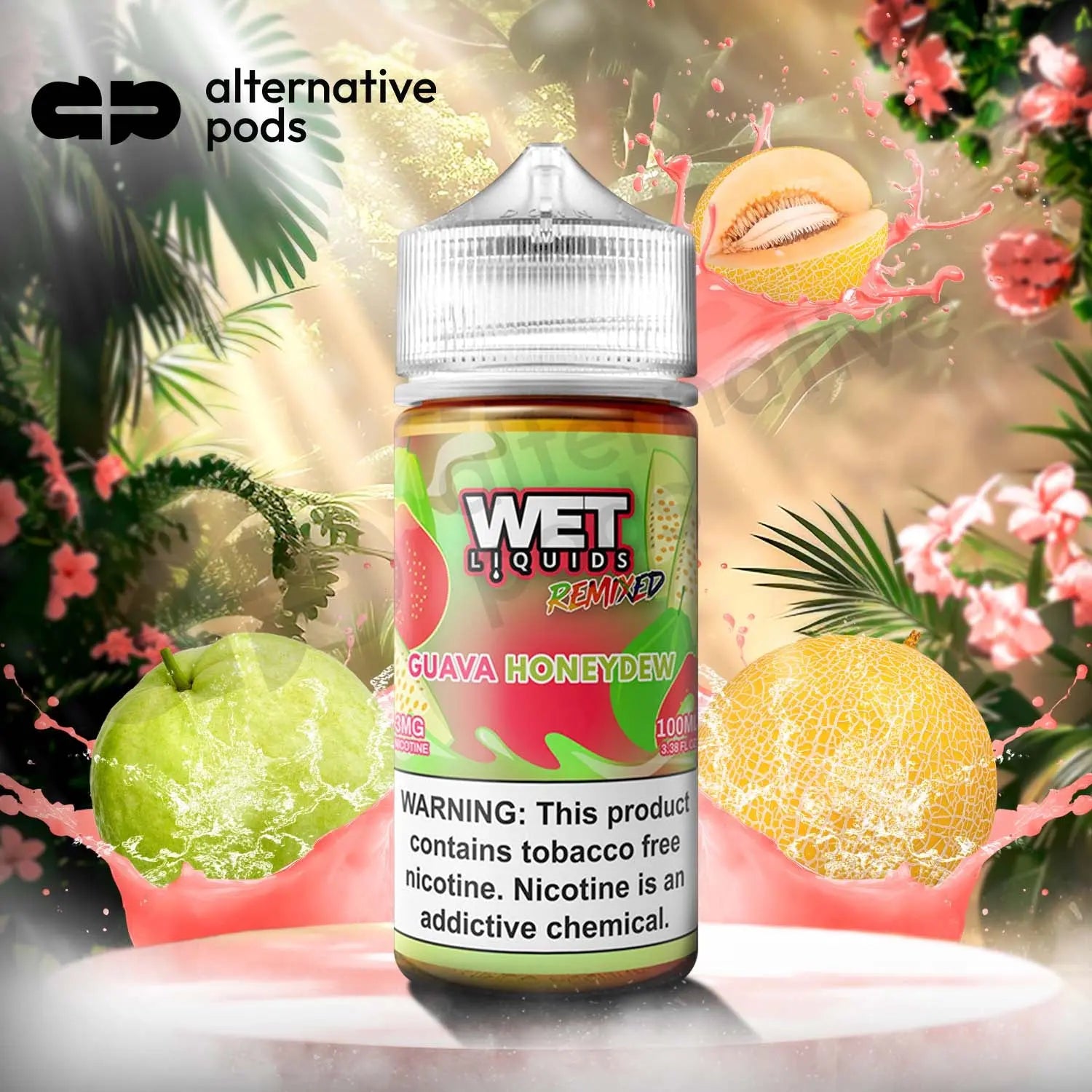 Wet Liquids Remixed Synthetic Nicotine E-Liquid 100ML - Guava Honeydew 