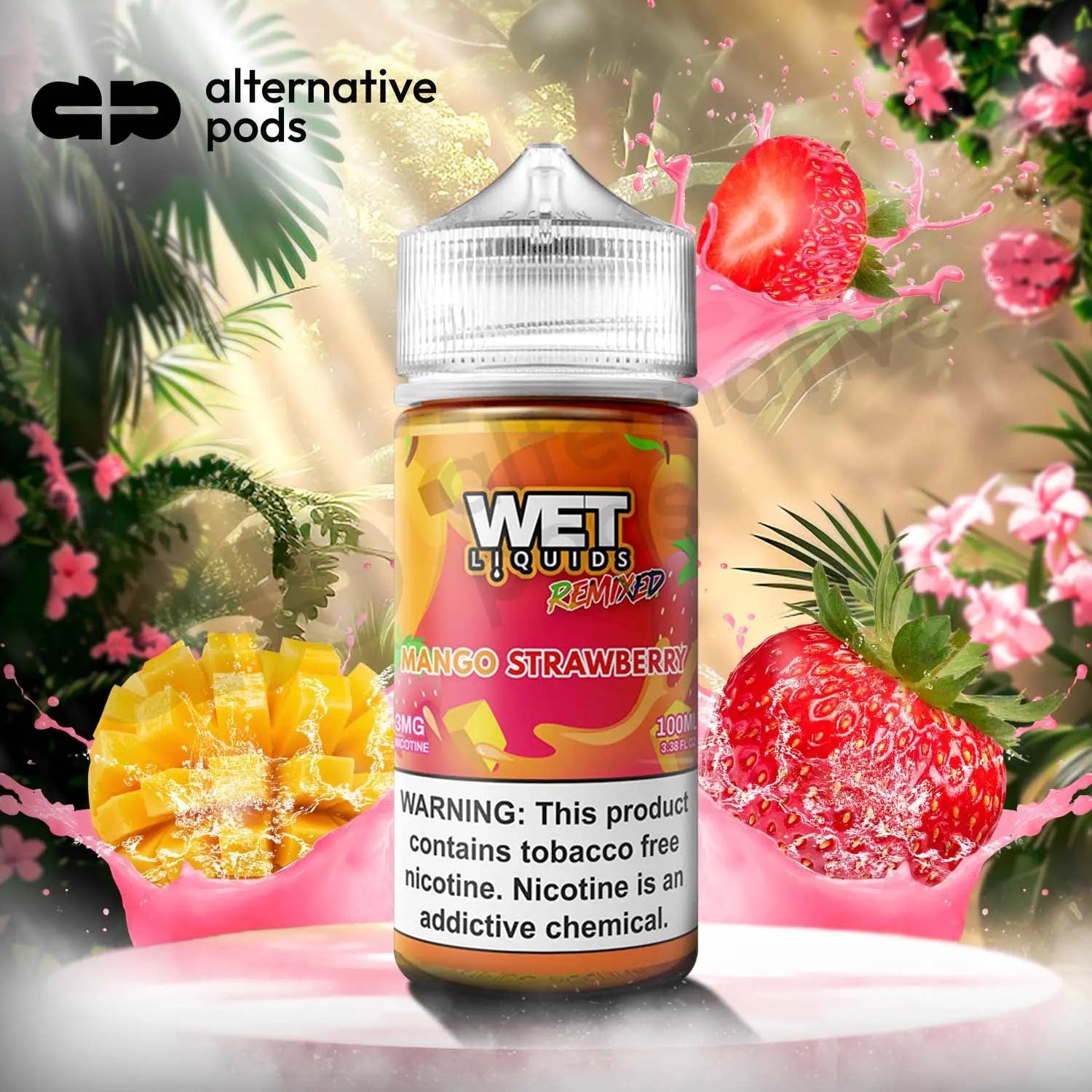 Wet Liquids Remixed Synthetic Nicotine E-Liquid 100ML - Mango Strawberry 
