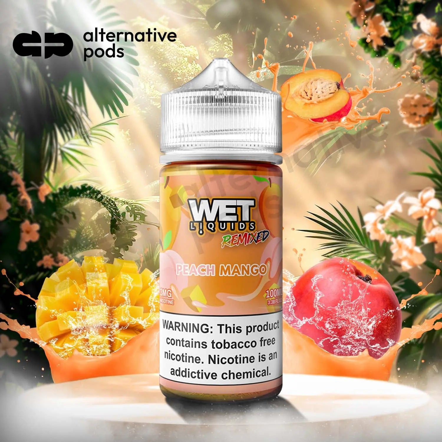 Wet Liquids Remixed Synthetic Nicotine E-Liquid 100ML - Peach Mango 