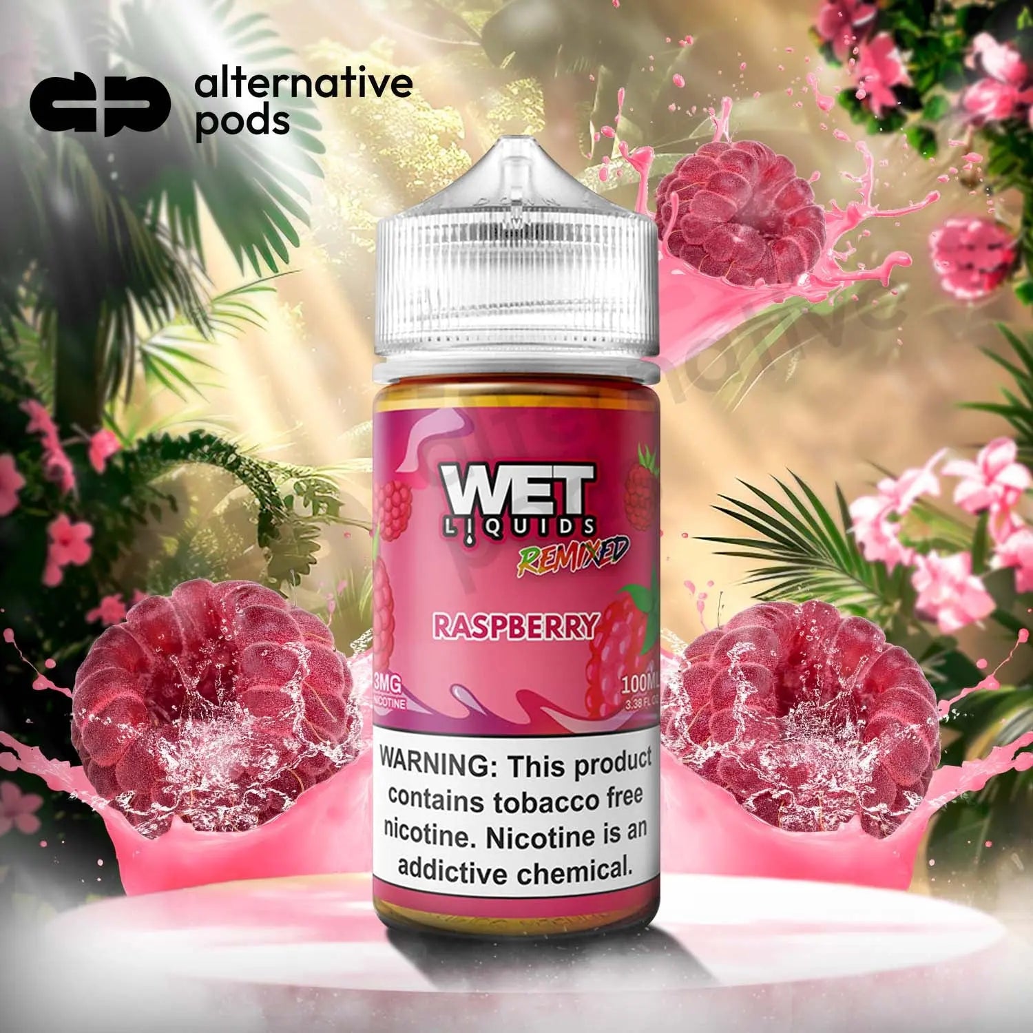 Wet Liquids Remixed Synthetic Nicotine E-Liquid 100ML - Raspberry 