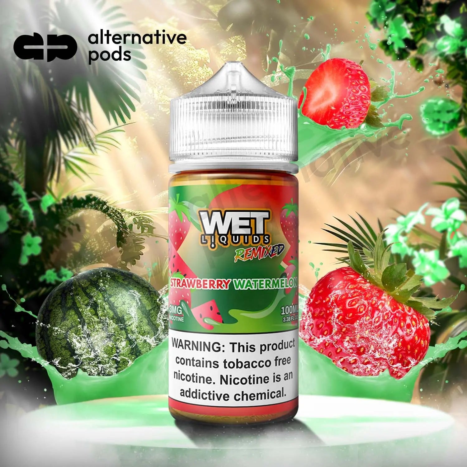 Wet Liquids Remixed Synthetic Nicotine E-Liquid 100ML - Strawberry Watermelon 