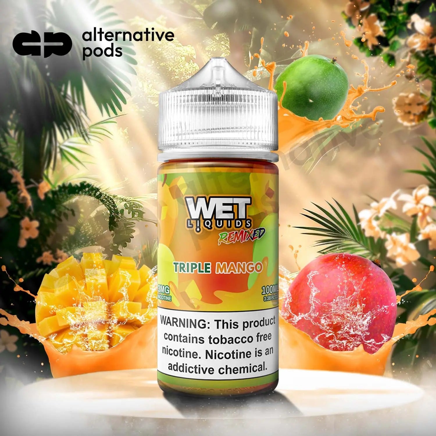 Wet Liquids Remixed Synthetic Nicotine E-Liquid 100ML - Triple Mango 