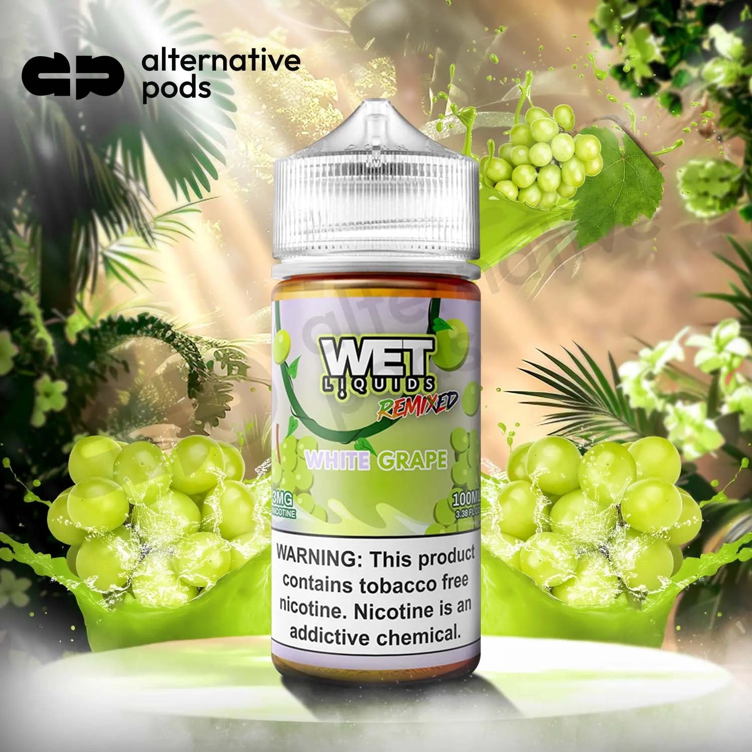 Wet Liquids Remixed Synthetic Nicotine E-Liquid 100ML - White Grape 