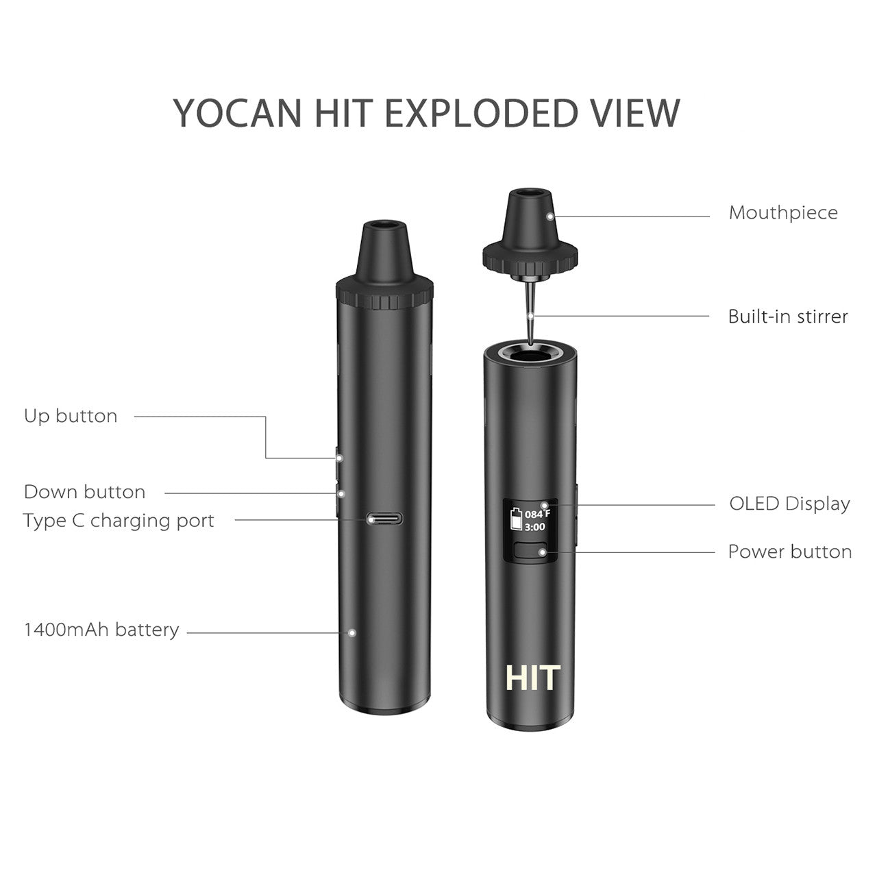 Yocan Hit 1400mAh Dry Herb Vaporizer Kit - Online Vape Shop | Alternative pods | Affordable Vapor Store | Vape Disposables