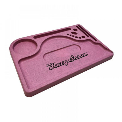 Blazy Susan Hemp Plastic Rolling Trays 12 X 8" - Pink 